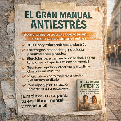 El Gran Manual Antiestrés: 300 Tips y Microhábitos para Calmar la Ansiedad y Recuperar tu Calma (Copia)