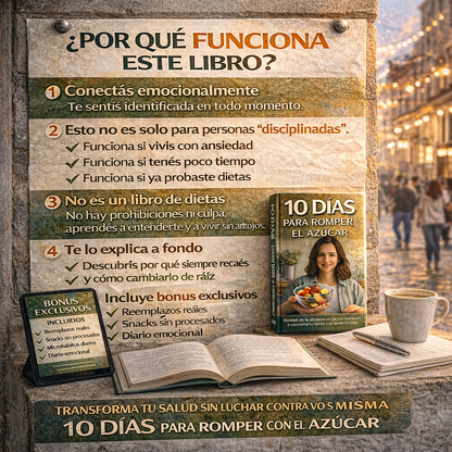 “10 Días Para Romper Con El Azúcar”- Reprograma tus hábitos. Saná tu relación con la comida. Libérate sin dietas, culpa ni castigos.