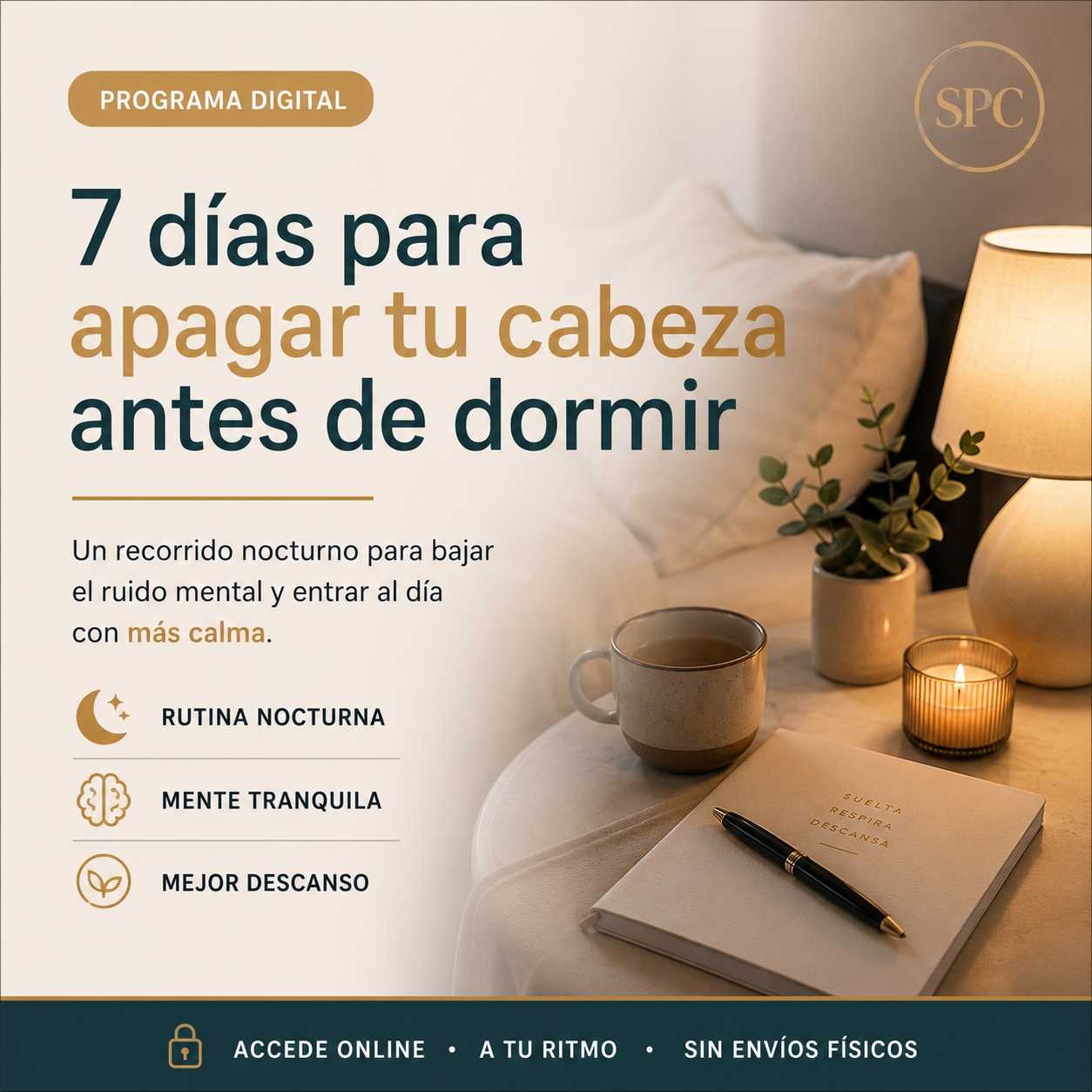 Portada del curso 7 días para apagar tu cabeza antes de dormir