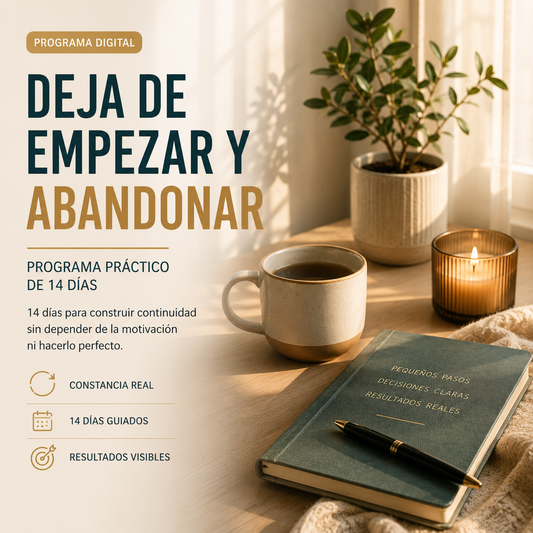 Portada del curso Deja de empezar y abandonar — Programa práctico de 14 días